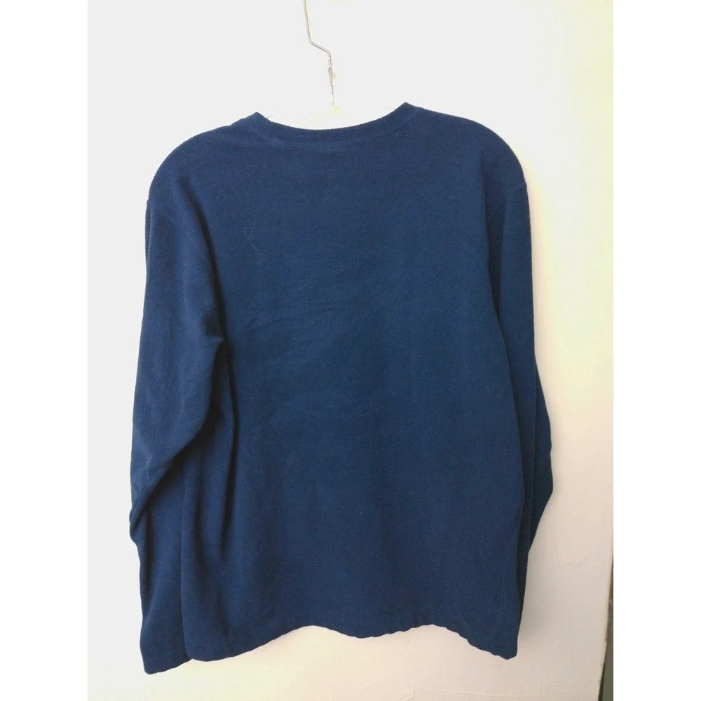 The North Face Fleece Pullover Men L Navy Blue Excellent Embroidered Logo Crew
